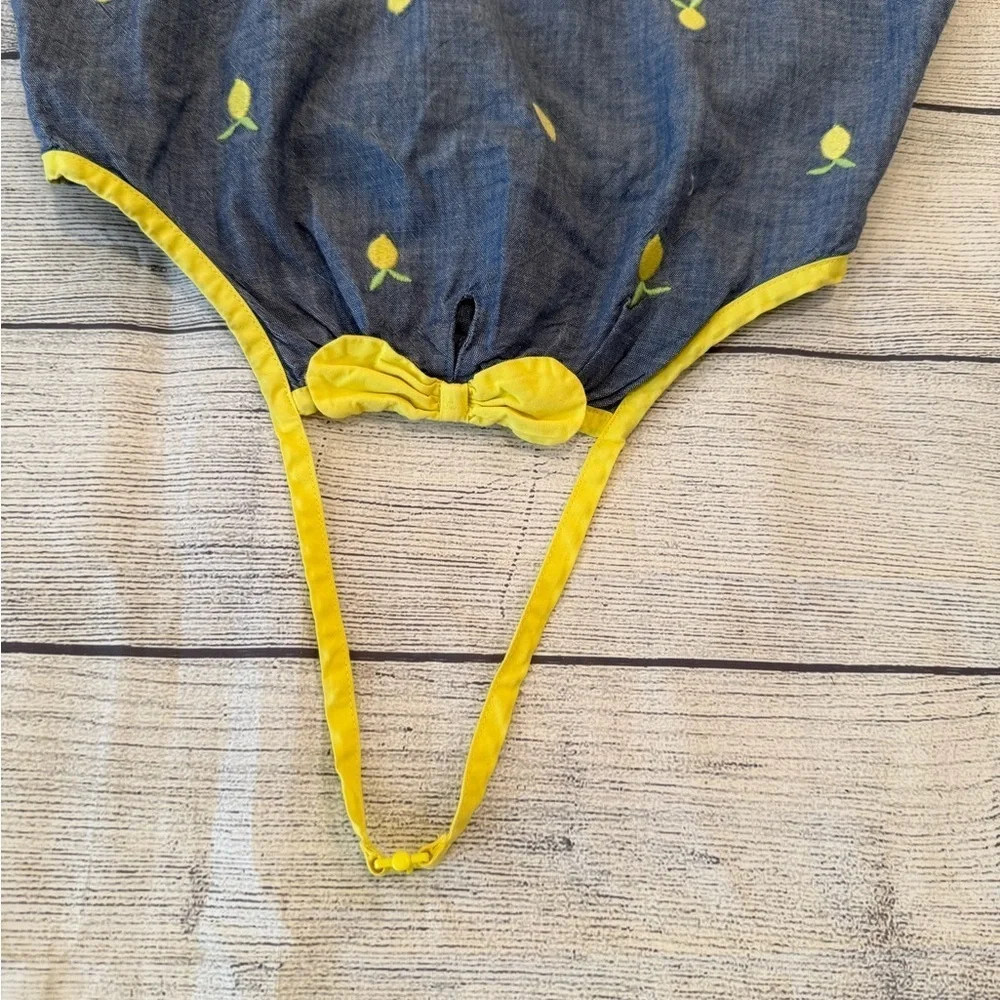 GYMBOREE Charming Kids Lemon Print Dress - Yellow & Blue/size 12